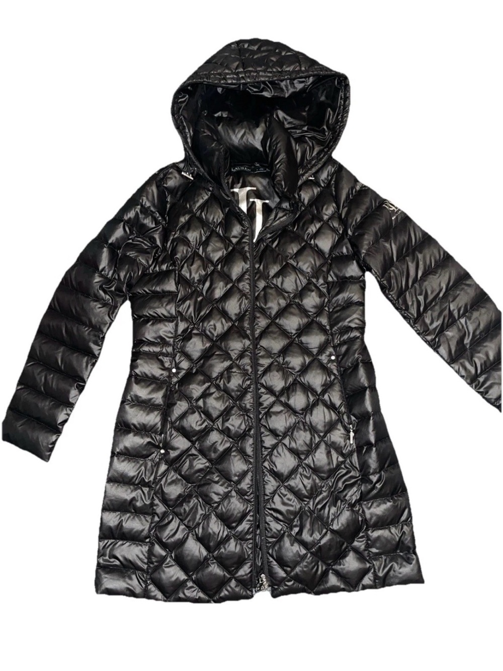 Lauren Ralph Lauren Black Quilted Hooded Long Puffer Coat